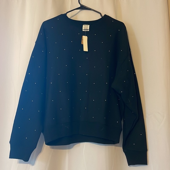 Victoria Secret rhinestone dotted fleece crewneck NEW - Picture 2 of 5